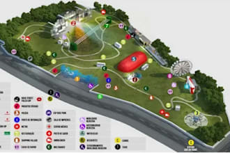 design a high quality 3d isometric event map