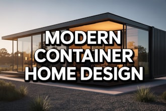 design modern container home or tiny house plan 3d model and realistic rendering