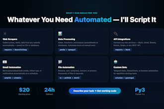 write a custom python script or automation for you