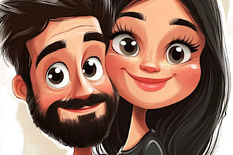 make an awesome couple caricature, wedding group caricature