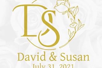 design elegant wedding logo, monogram, and custom wedding branding