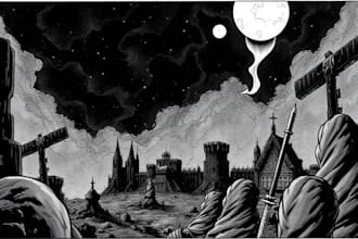 manga page custom dark berserk style art in high quality