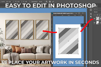 convert your image into an editable photoshop wall art mockup PSD