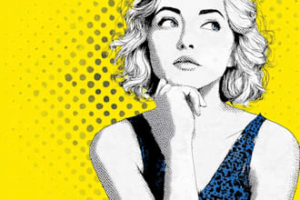 draw a cartoon illustration and pop art style