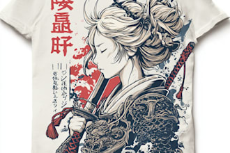 make a japanese t shirt illustration