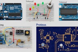 do arduino programming, circuit simulation in tinkercad, fritzing, proteus