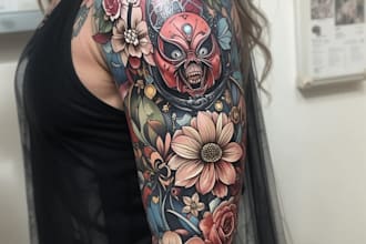 design professional japanese, asian style tattoo design