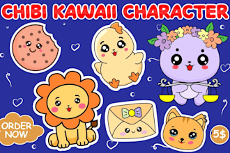create cute chibi animal mascot logo design