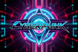 create a design futuristic cyberpunk logo or typography