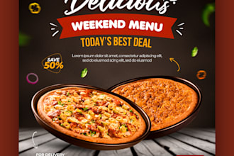 design eye catching restaurant menus and food ads for your brand