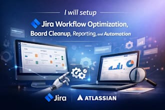 setup jira workflow optimization, board cleanup, reporting, and automation
