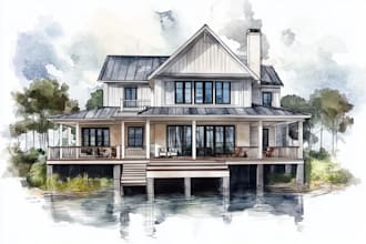 paint watercolor house portrait