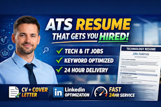 write ats resume writing for tech jobs software engineer CV design 24hr delivery