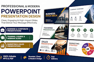 create modern corporate powerpoint presentation and business pitch deck design