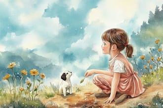 make a  watercolor book illustrations