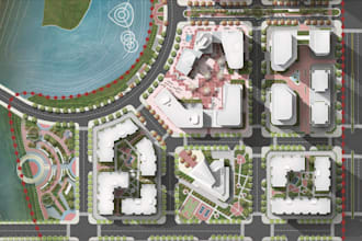 redesign landscape layout, site plan, aerial real estate, street relayout visual