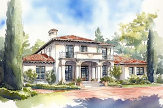 hand draw architectural home building portrait sketches
