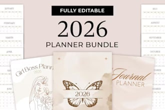 design 2026 aesthetic pastel digital planner editable happy planner