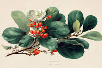 create a beautiful vintage botanical illustration poster