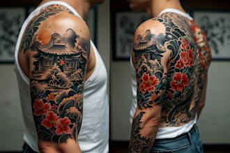 make super artistic tattoo designs in japanese style