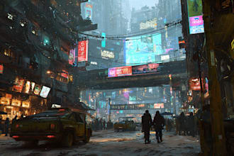 do cyberpunk scifi futuristic city