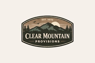 create a vintage mountain badge logo design