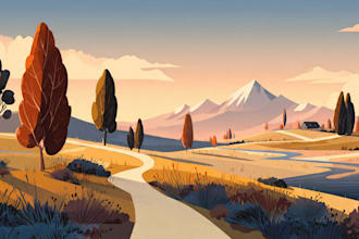 illustrate fantastic flat vector landscape illustration