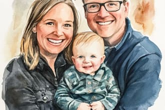create a watercolor family portrait