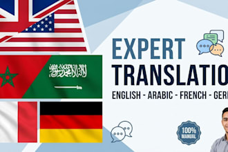 translation in english, arabic, french, and german