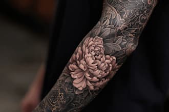 custom realistic tattoo design, tattoo sleeve