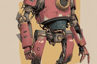 create retro mecha or scifi gundam art