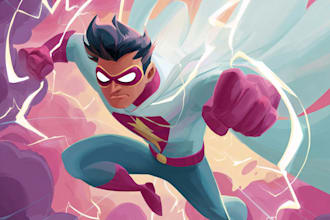 illustrate a superhero pop art portrait