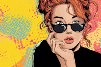 draw a cartoon illustration and pop art style