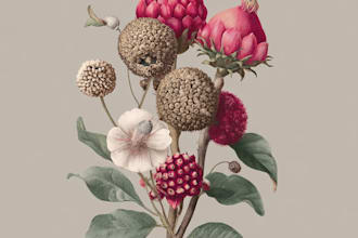 draw botanical flower illustration with color