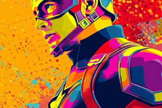 illustrate a superhero pop art portraits
