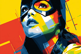 illustrate a superhero pop art portraits