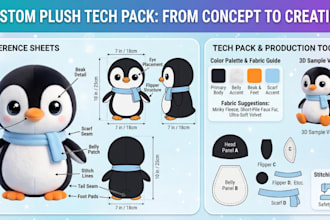create plushie reference sheet custom stuffed toys animal ych concept tech pack