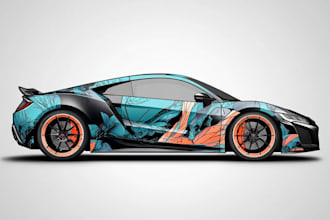 amazing car wrap, decal, vinyl with vector illustration