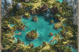 make a fantasy map illustration and world map