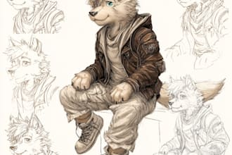 draw custom furry art and character for you