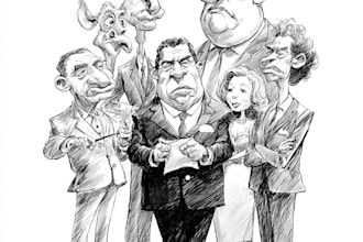 draw custom political cartoon or editorial illustration with bold satire