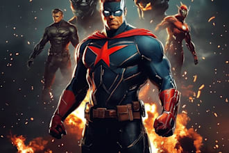 draw custom superhero character illustration