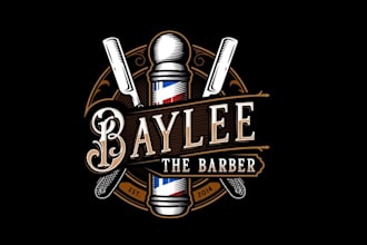 create vintage logo for tattoo studio and barbershop