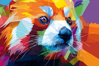 create a colorful animal pop art and portraits art for you