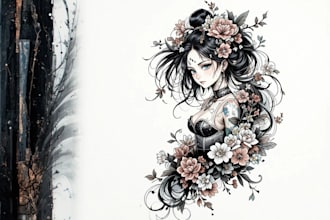 making a detailed japanese style art for tattoos