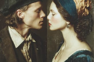 recreate you and your partner as a famous painting in my style