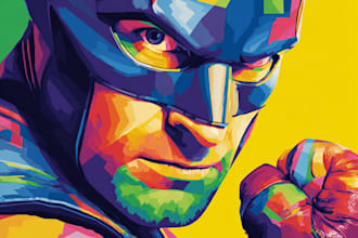 illustrate a superhero pop art portraits