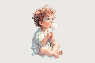 create watercolor children illustration