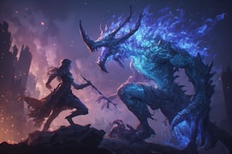 model dynamic dnd fantasy oc artwork featuring a dragonslaying hero