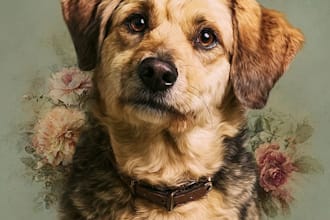 draw a custom memorial pet portrait from photo